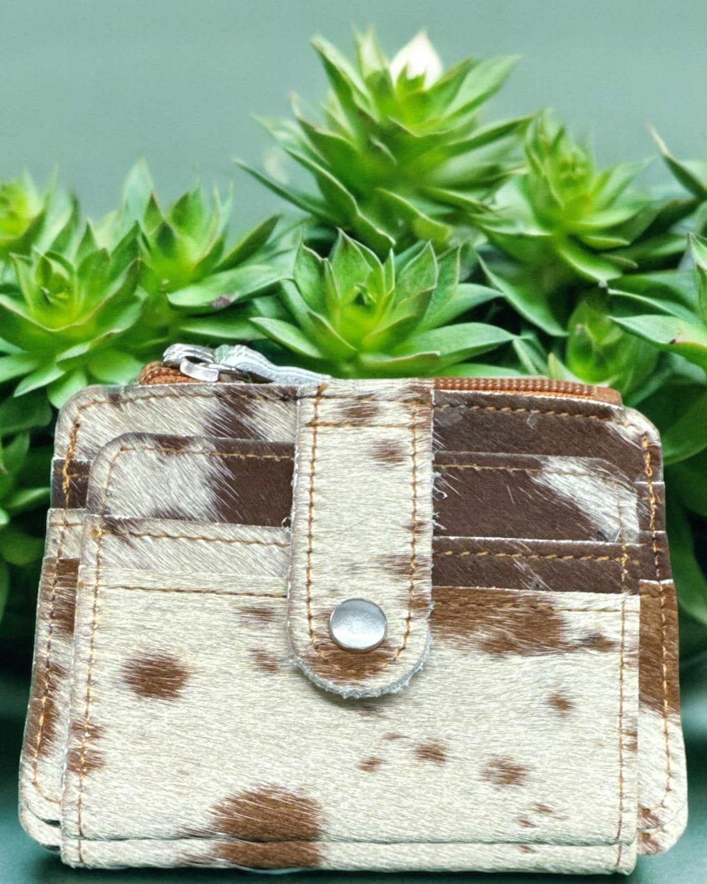 'Anna Beth' Cowhide Card Wallet with Zippered Pouch