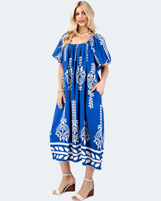 'Printed Stone' Midi Dress