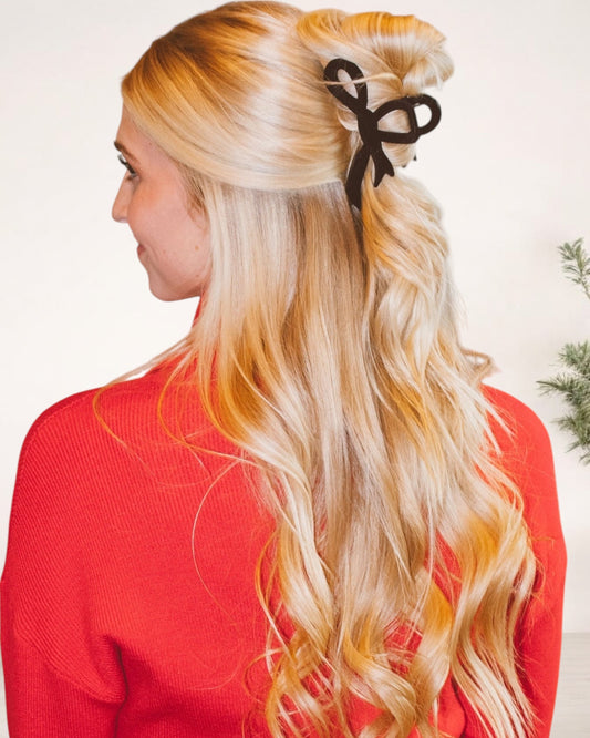 Velveteen Bow Claw Clip