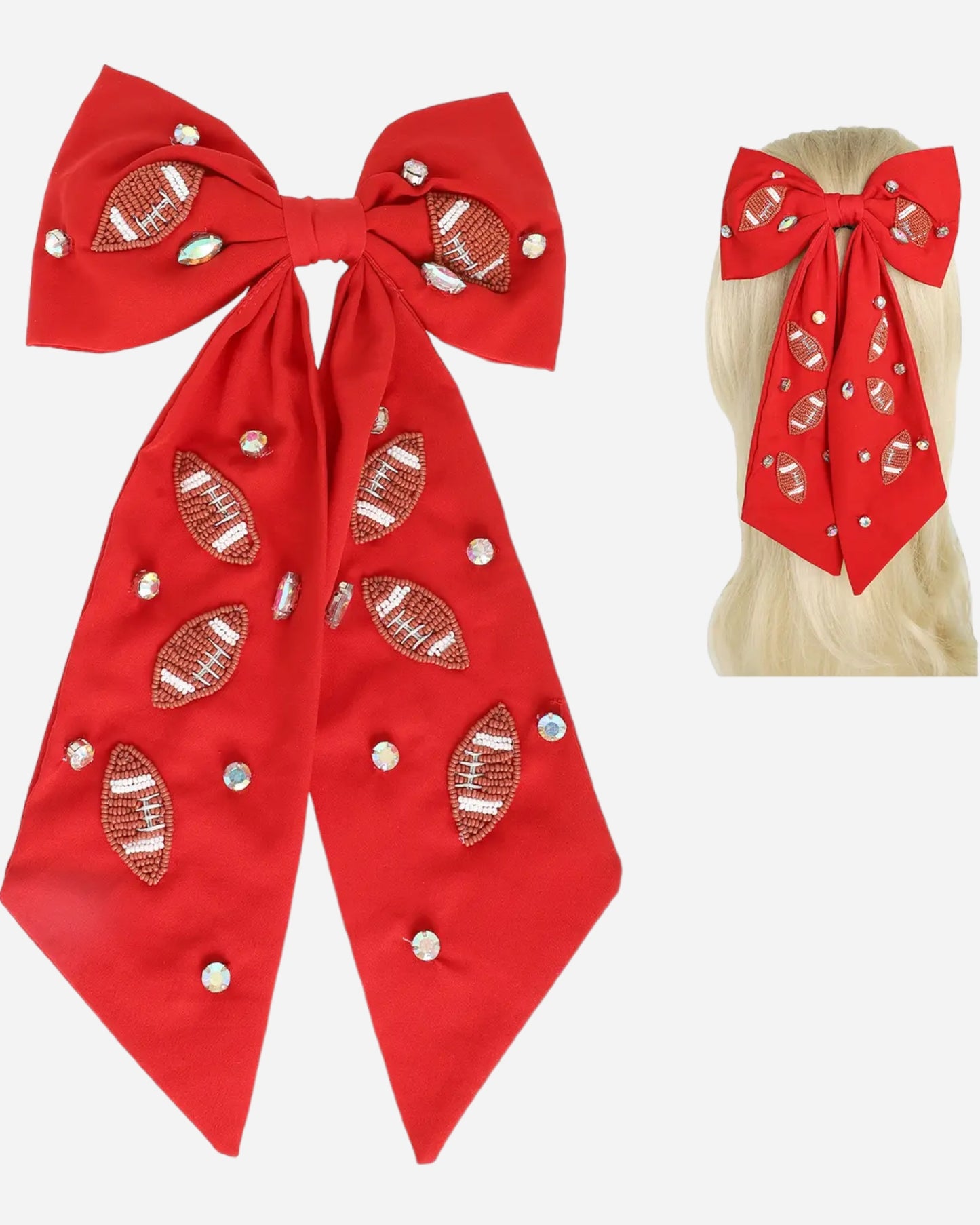 Football Bow Hair Clip