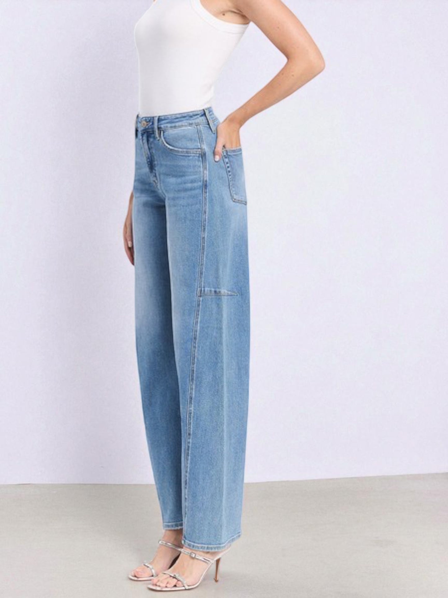 'All Blue' Barrel Jeans