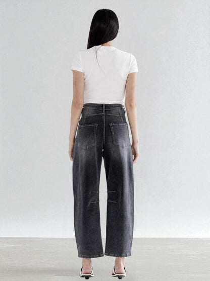 'Black Eel' Barrel Jeans