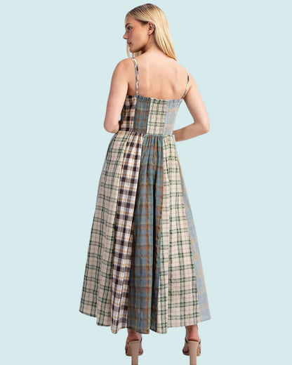 'Mixed Checkered' Midi Dress