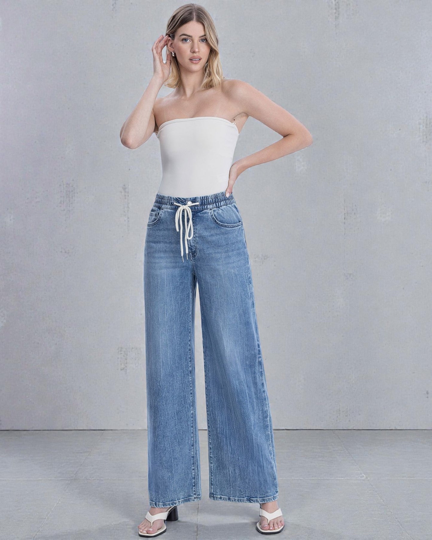 'Vibrant Essence' Wide Leg Jeans
