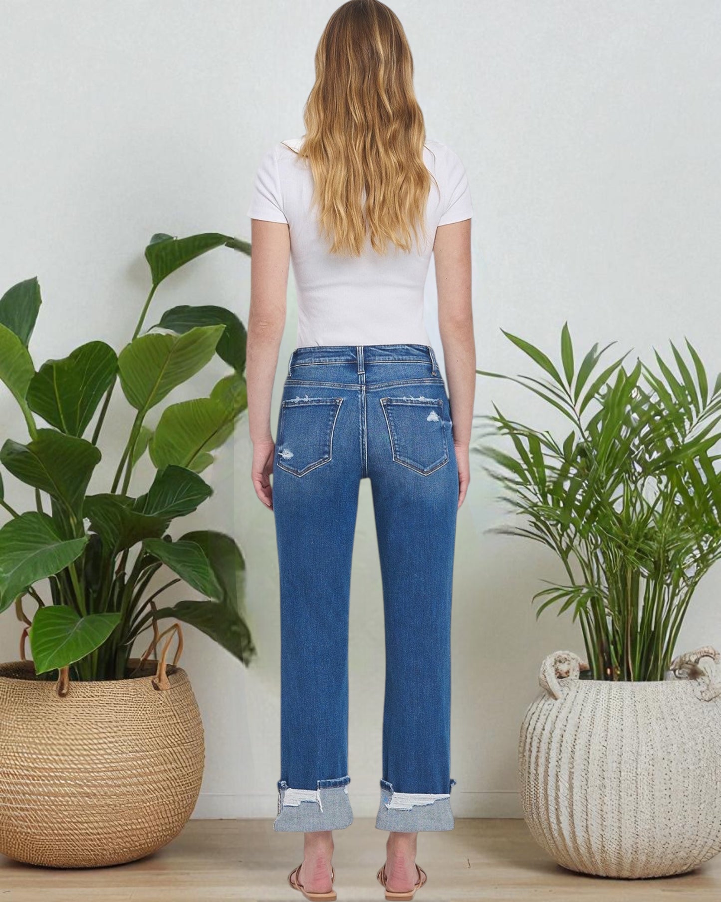 'Good Day' Cuffed Straight Jeans