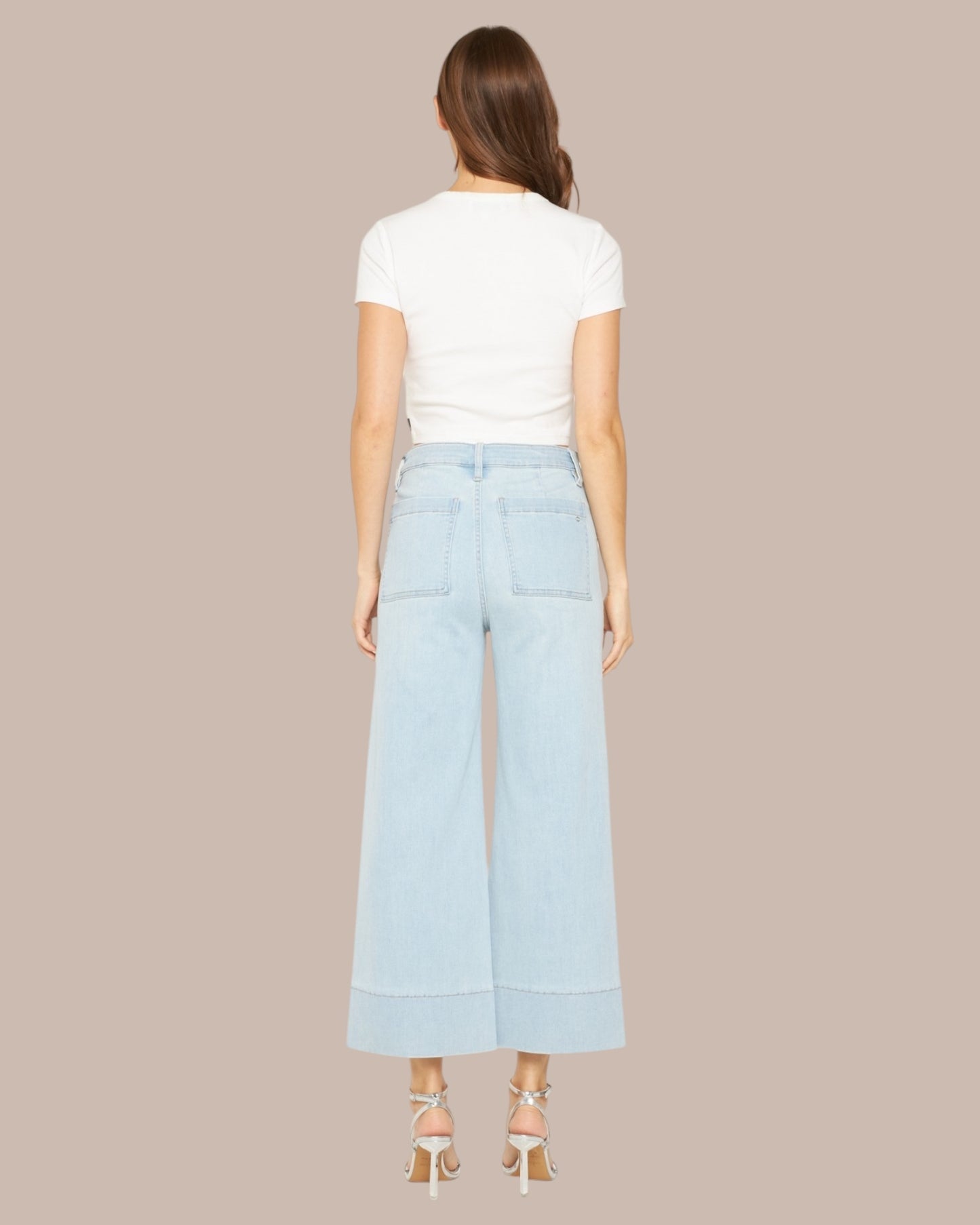'Coastal Breeze' Cropped Wide Leg Jeans