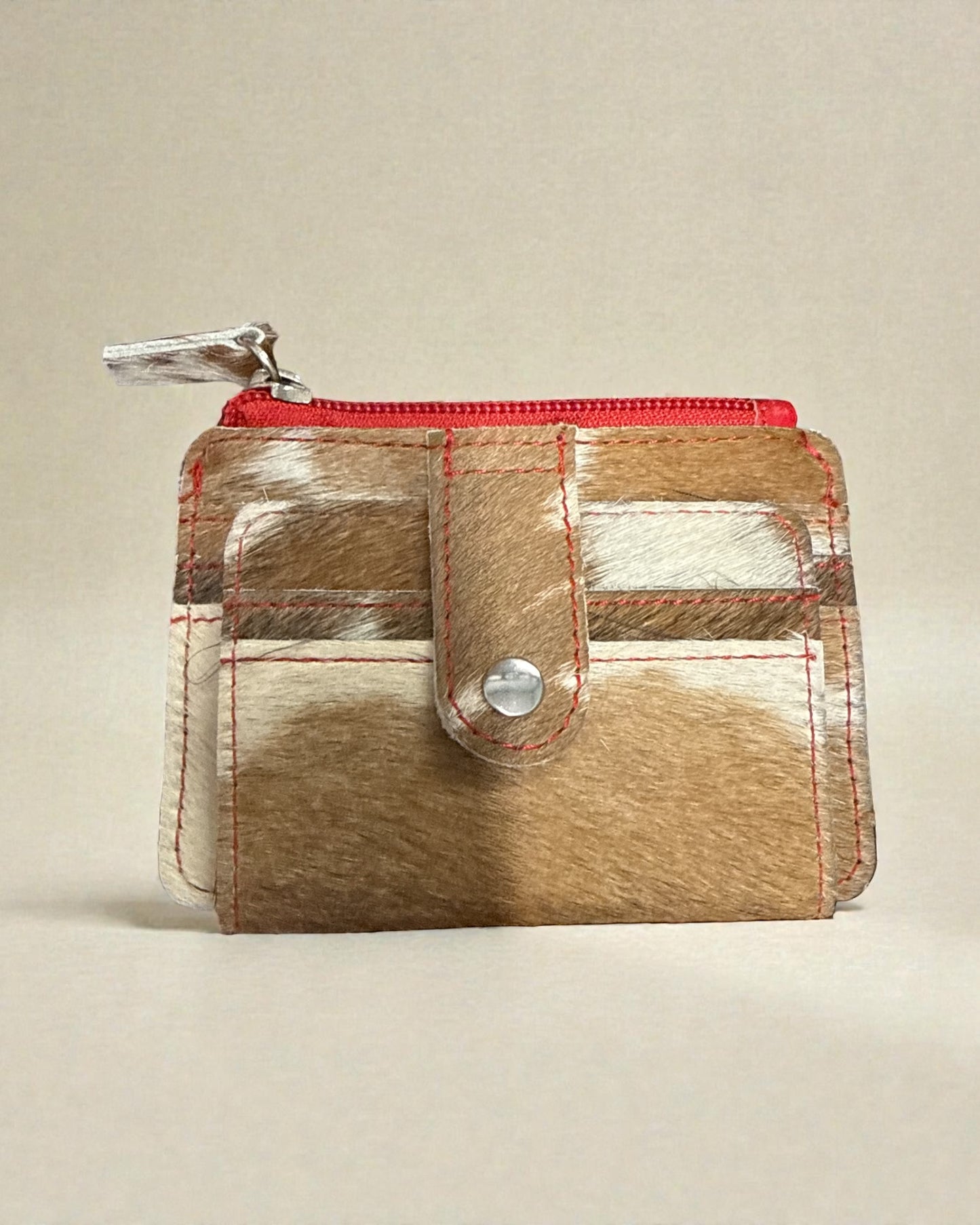'Anna Beth' Cowhide Card Wallet with Zippered Pouch