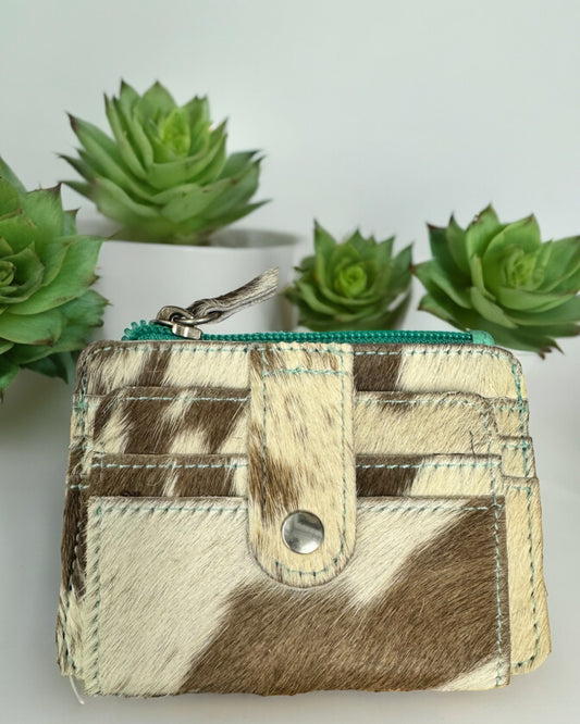 'Anna Beth' Cowhide Card Wallet with Zippered Pouch