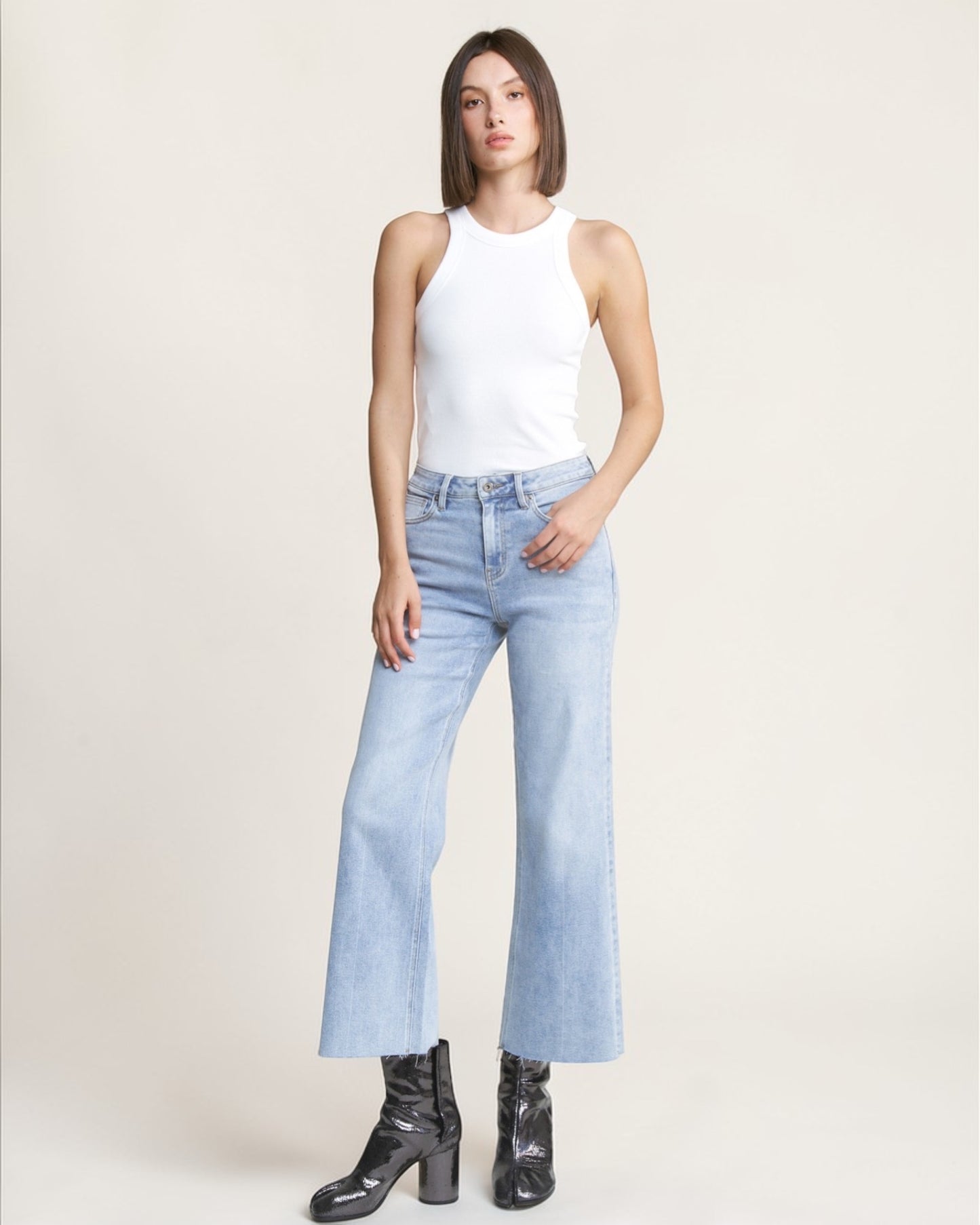 'Silver Crest' Wide Leg Jeans
