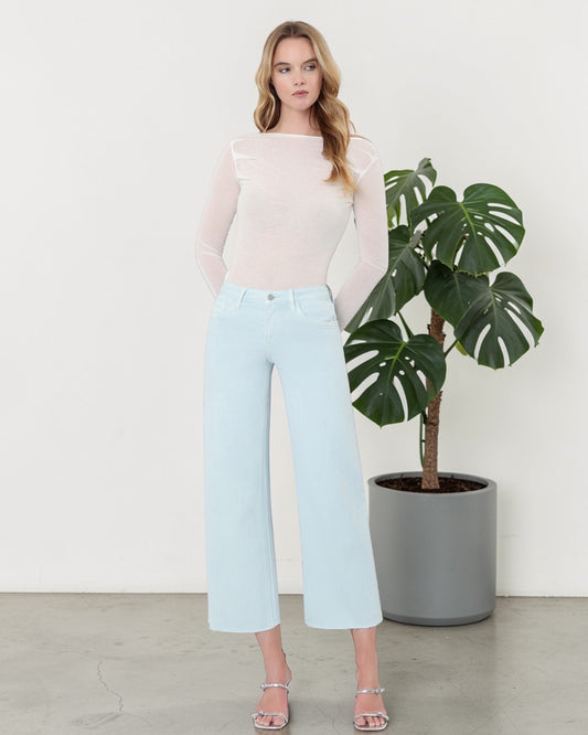 'Summer Sky' Crop Wide Leg Jeans