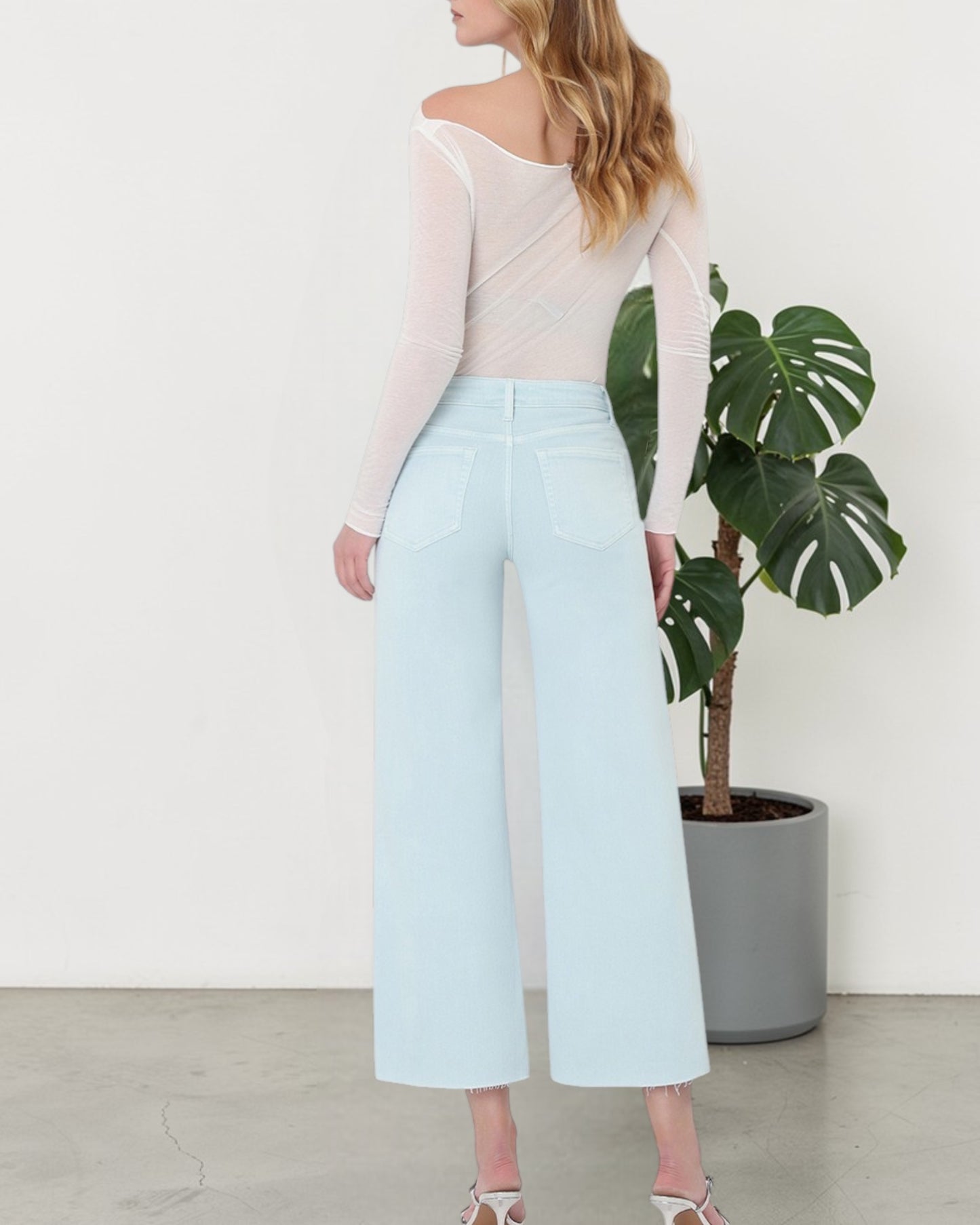 'Summer Sky' Crop Wide Leg Jeans