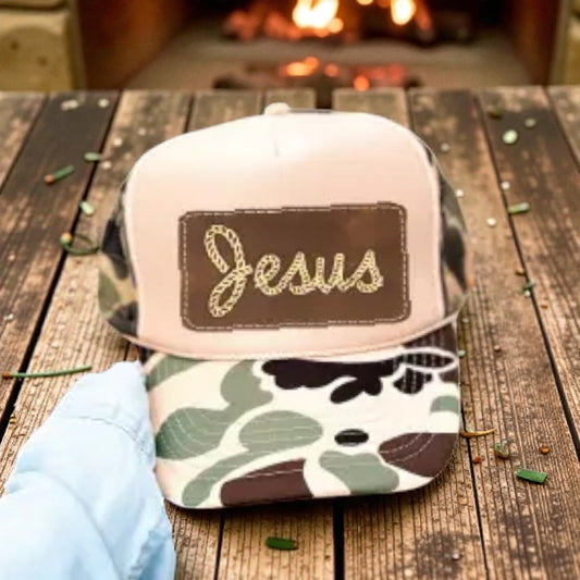 'Jesus' Leather Patch Hat